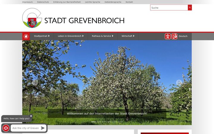 Screenshot of grevenbroich.de