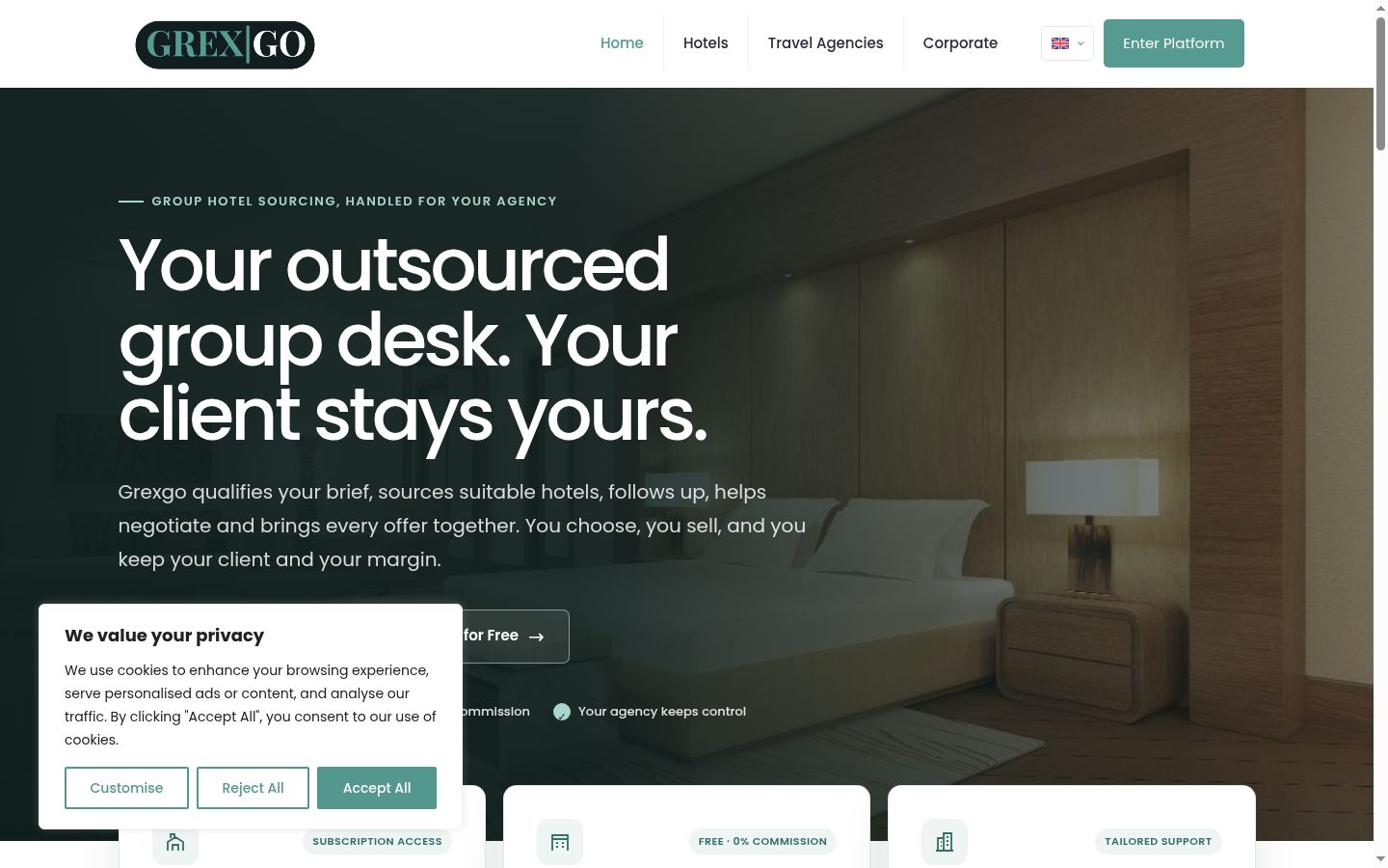 Screenshot of the consent banner shown before any interaction