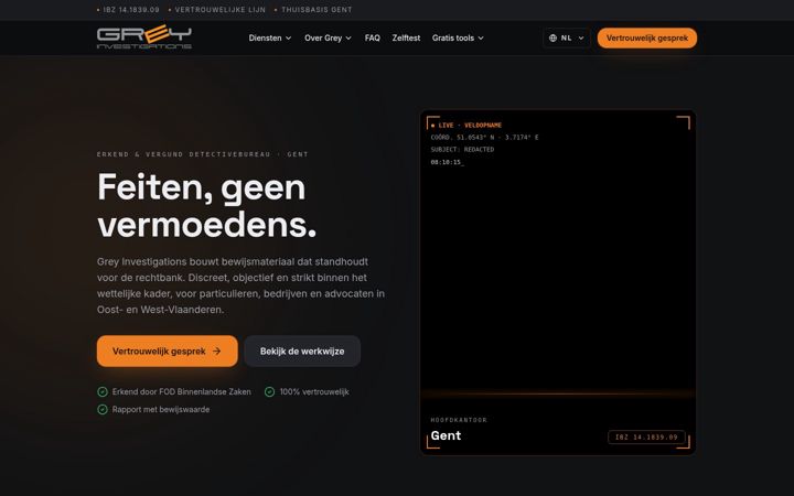 Screenshot of grey-investigations.be