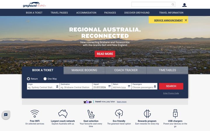 Screenshot of greyhound.com.au