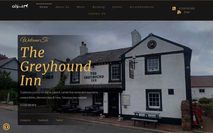 Screenshot of greyhoundinncotehill.co.uk