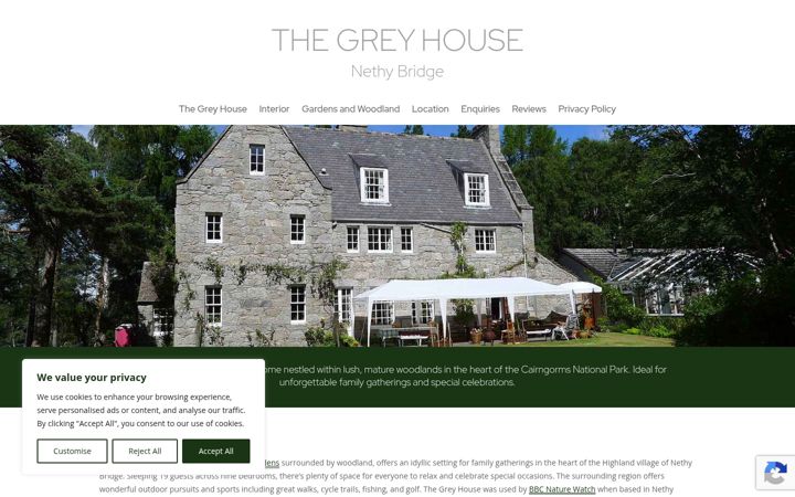 Screenshot of greyhousenethy.co.uk