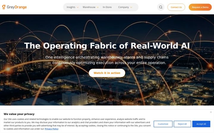 Screenshot of greyorange.com