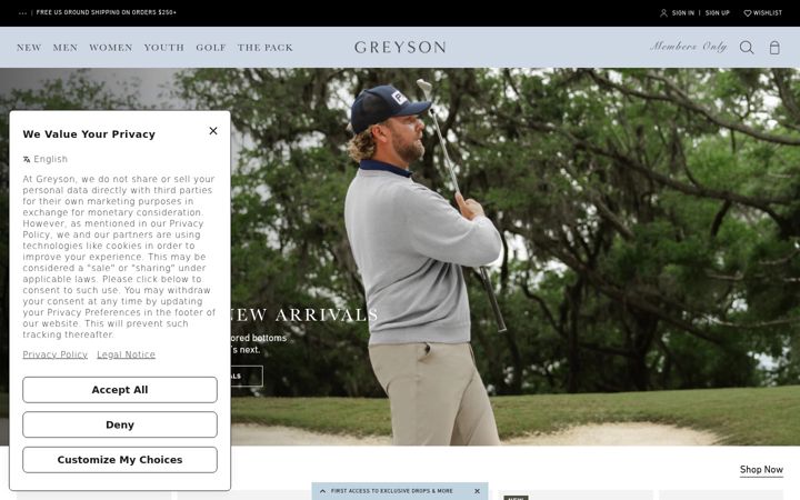 Screenshot of greysonclothiers.com