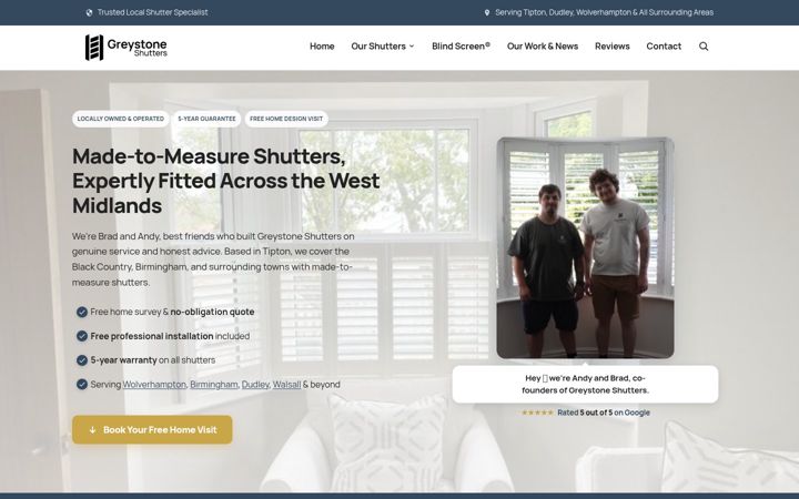 Screenshot of greystoneshutters.co.uk