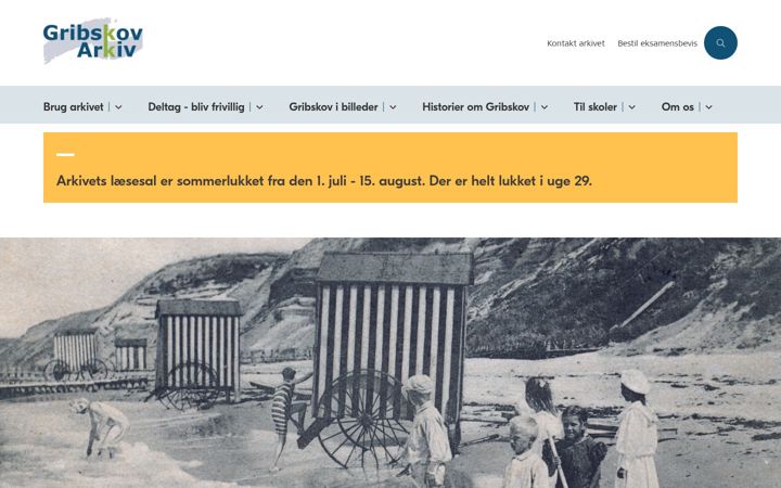 Screenshot of gribskovarkiv.dk