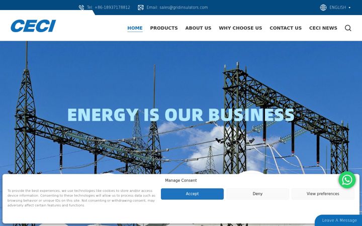 Screenshot of gridinsulators.com