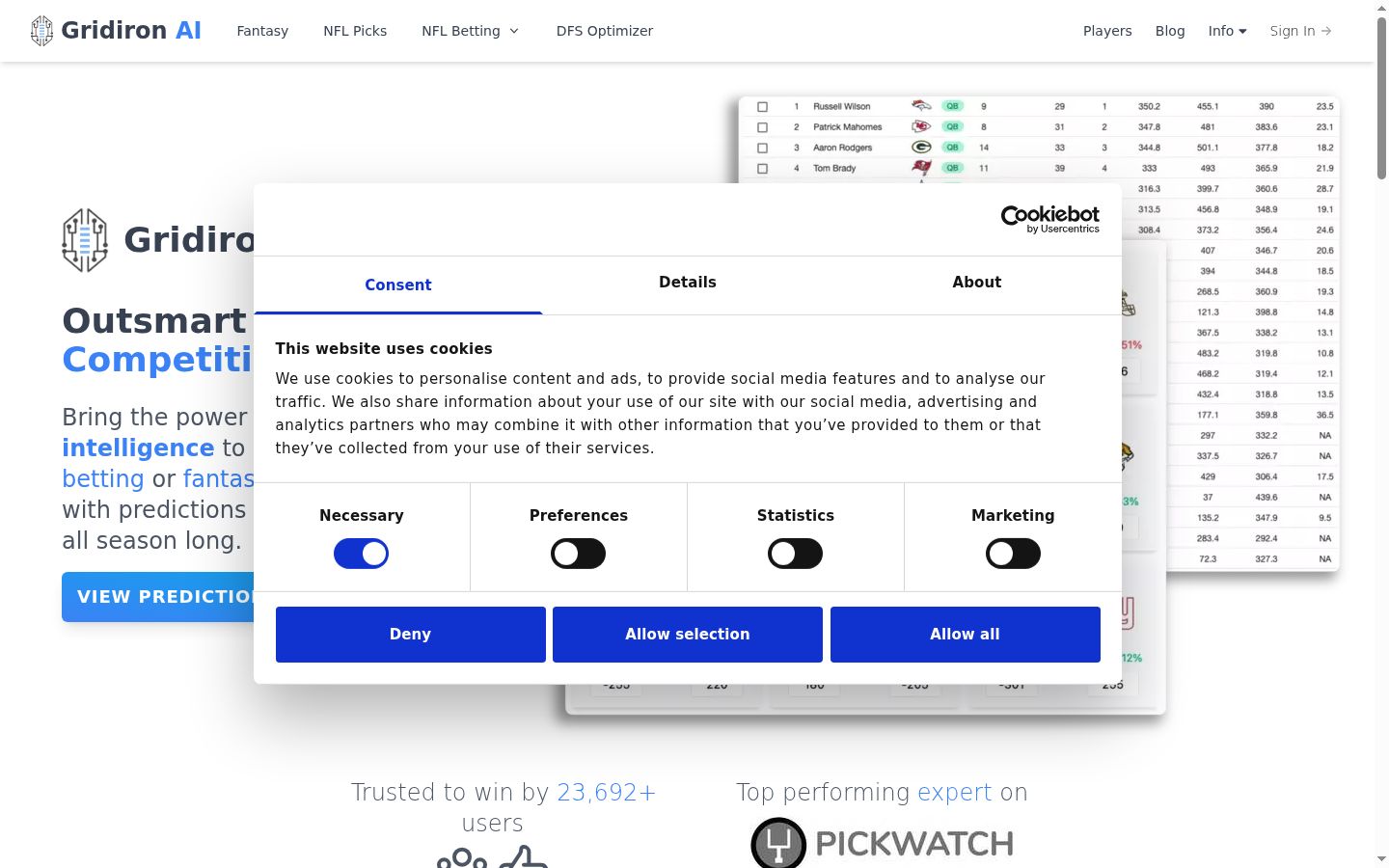 Screenshot of the consent banner shown before any interaction