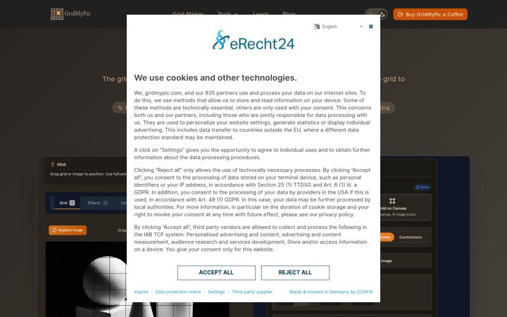 Screenshot of gridmypic.com