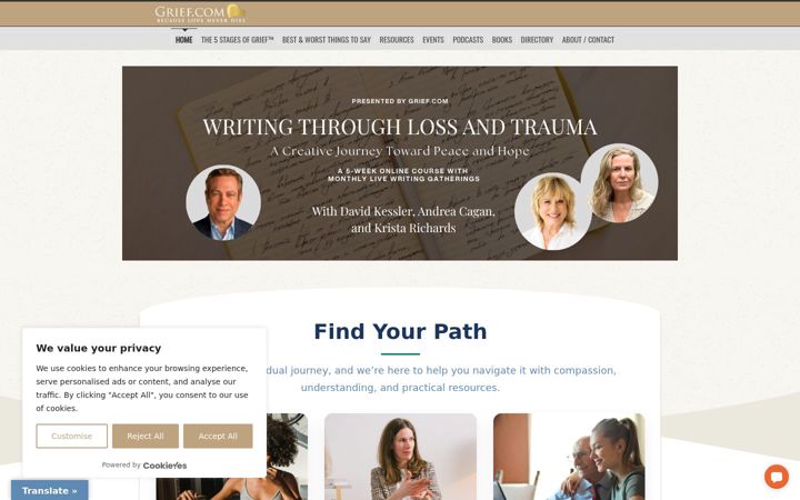 Screenshot of grief.com