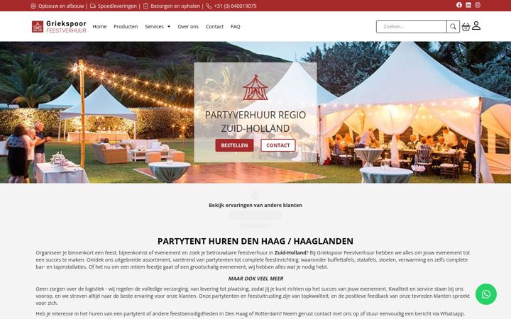 Screenshot of griekspoorfeestverhuur.nl