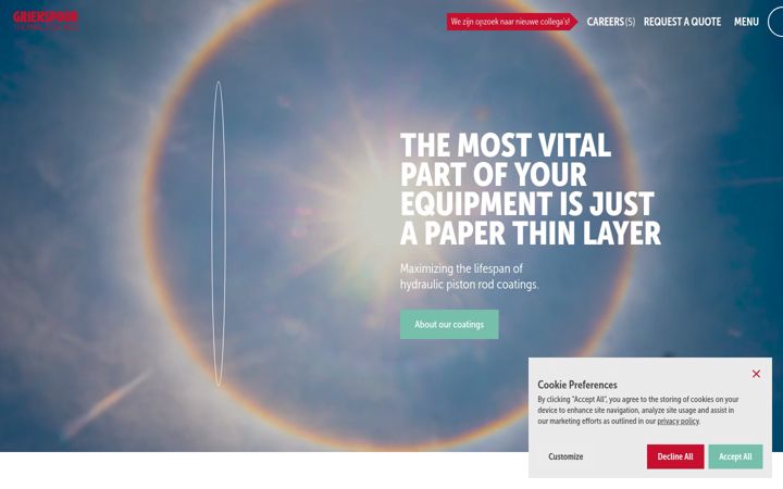 Screenshot of griekspoorthermalcoatings.com