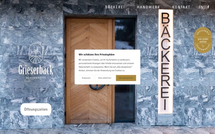 Screenshot of grieserbaeck.at
