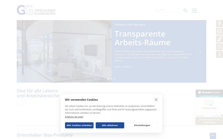 Screenshot of griesshaber-glasduschen.de