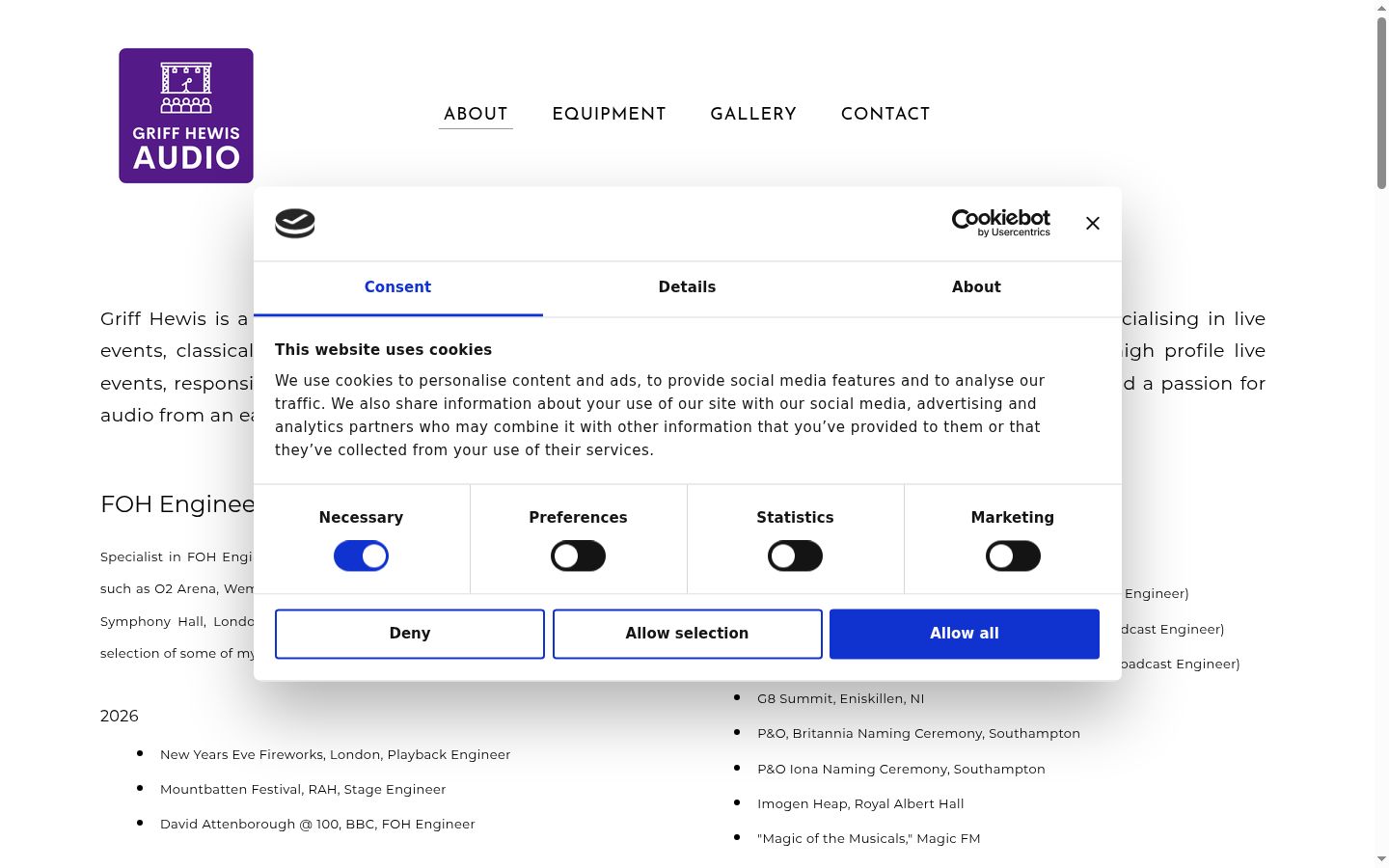 Screenshot of the consent banner shown before any interaction