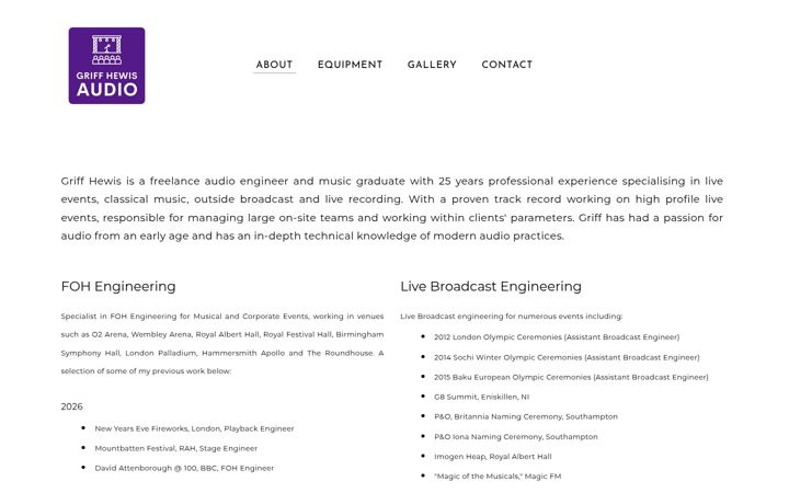 Screenshot of griffhewis.co.uk