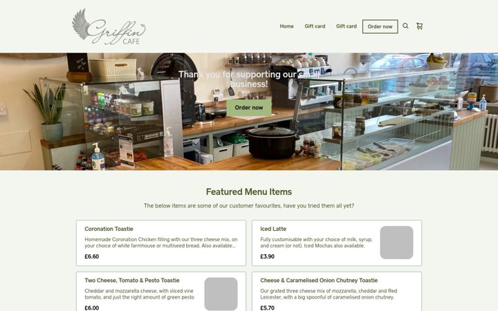 Screenshot of griffincafe.uk