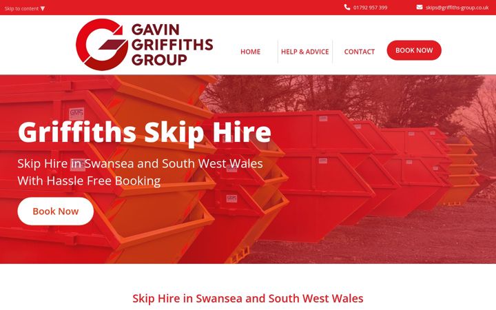 Screenshot of griffithsskips.co.uk