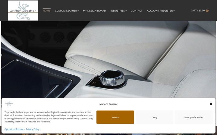 Screenshot of griffonleather.com