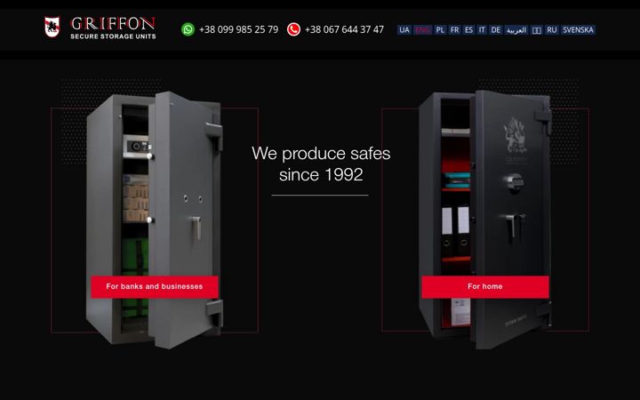 Screenshot of griffonsafes.com