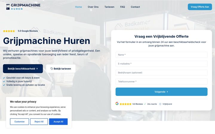 Screenshot of grijpmachinehuren.nl