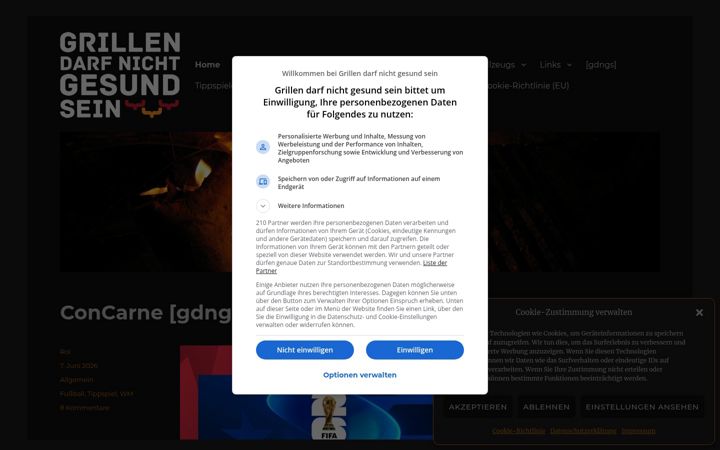 Screenshot of grillen-darf-nicht-gesund-sein.de