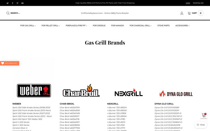 Screenshot of grillpartsreplacement.com