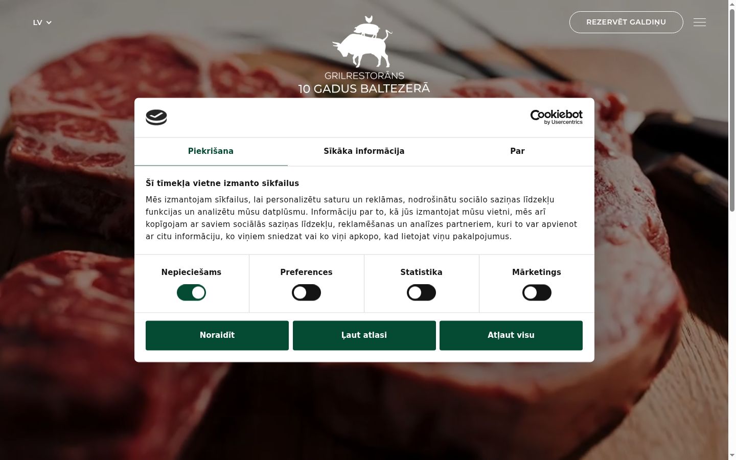 Captura de ecrã do banner de consentimento apresentado antes de qualquer interação