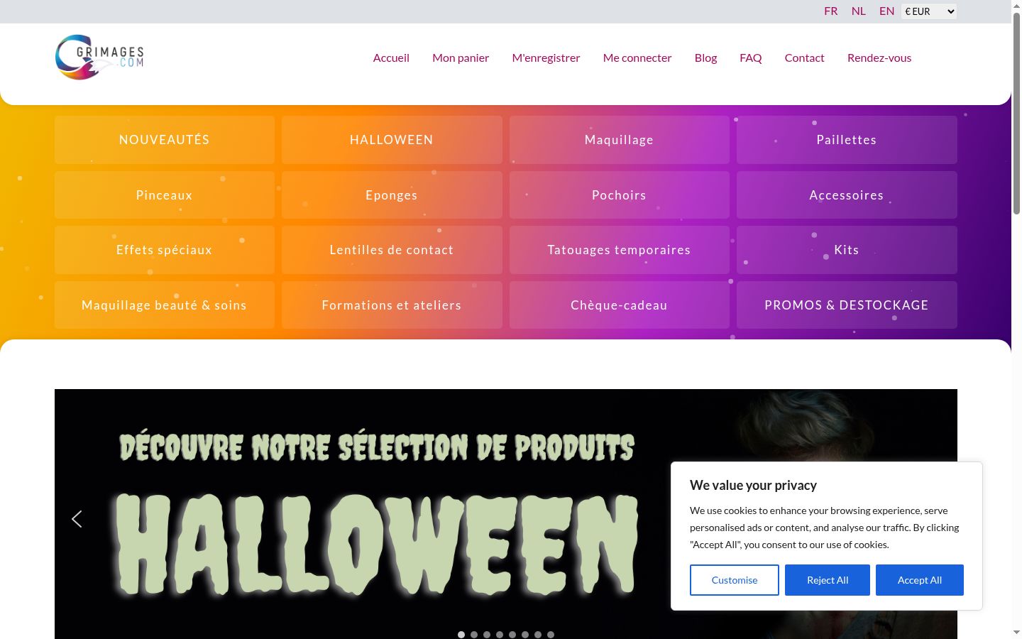 Captura de ecrã do banner de consentimento apresentado antes de qualquer interação