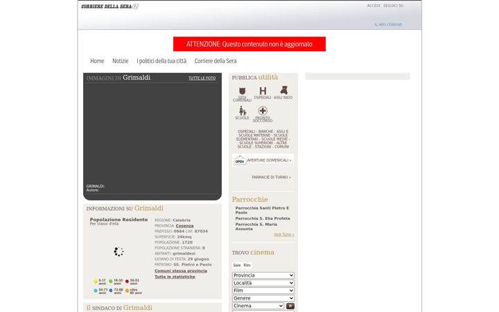 Screenshot of grimaldi.corriere.it