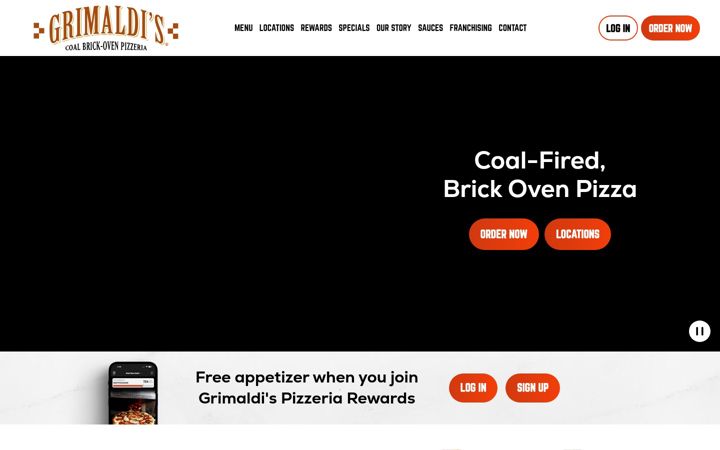 Screenshot stránky grimaldispizzeria.com