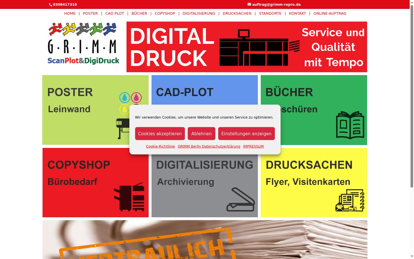 Screenshot des Einwilligungsbanners vor jeglicher Interaktion