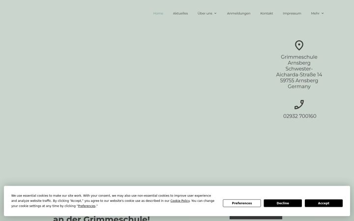 Screenshot of grimmeschule-arnsberg.de