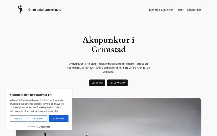 Screenshot of grimstadakupunktur.no