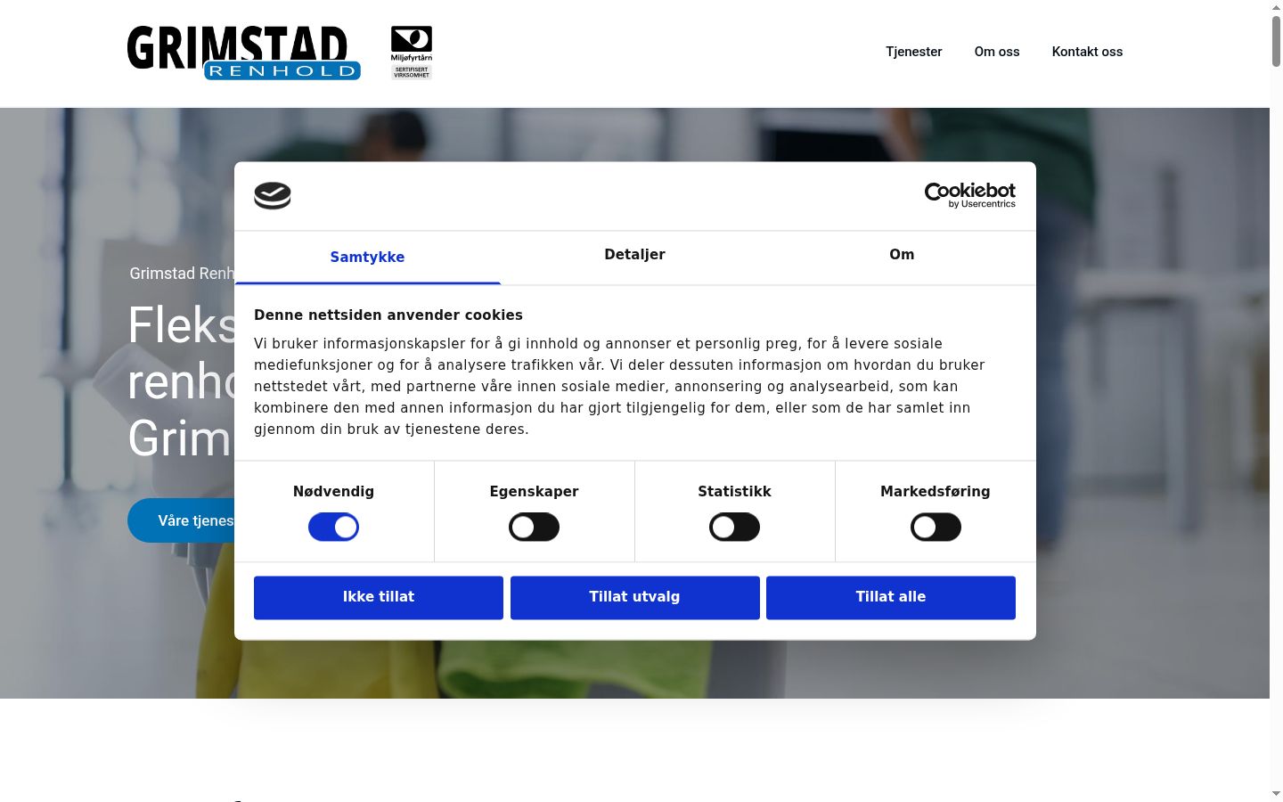 Screenshot of the consent banner shown before any interaction