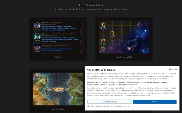 Screenshot of grimtools.com