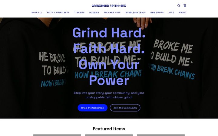 Ekraanipilt saidist grindhardfaithhard.store
