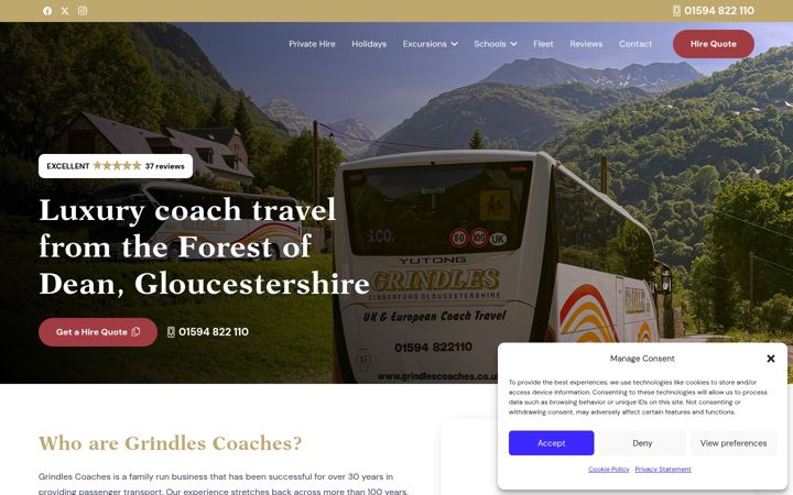 Screenshot of grindlescoaches.co.uk