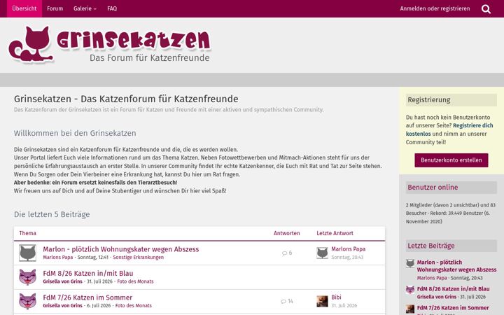 Screenshot of grinsekatzen.de