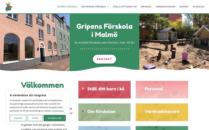 Screenshot of gripensforskola.se