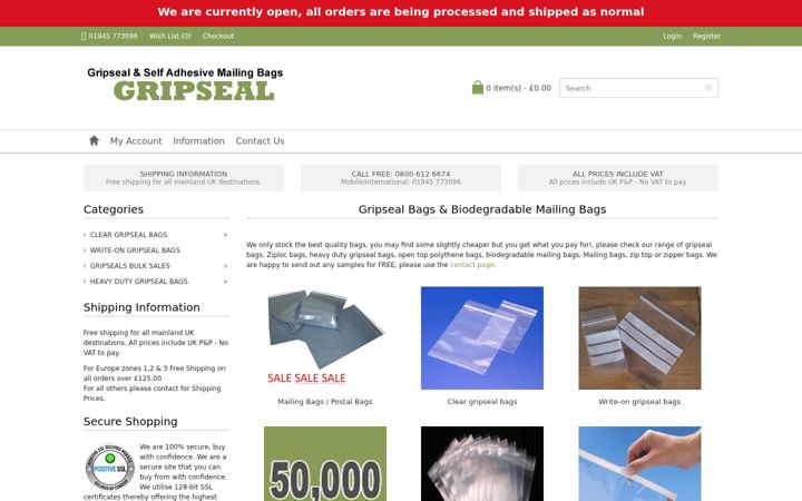 Screenshot of gripseal.co.uk