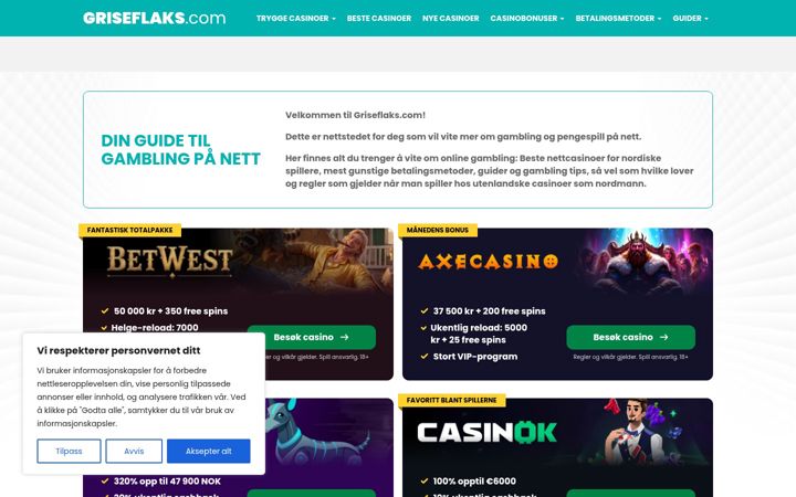 Skjermbilde av griseflaks.com