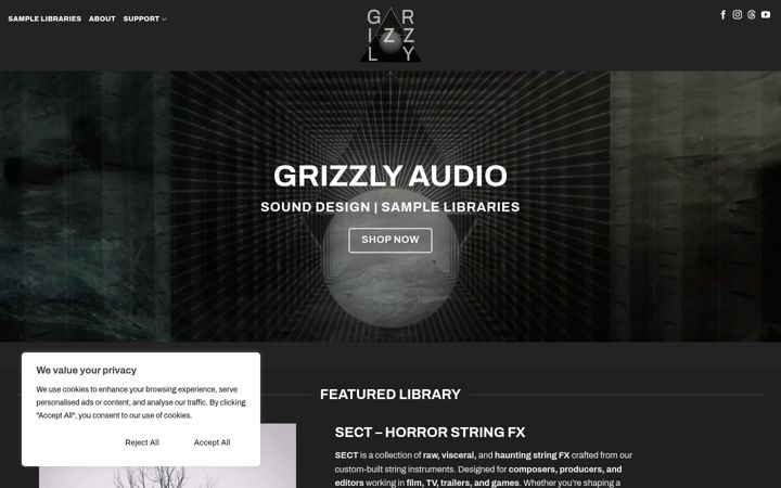 Skjermbilde av grizzly-audio.com