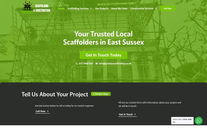 Screenshot of grizzlyscaffolding.co.uk