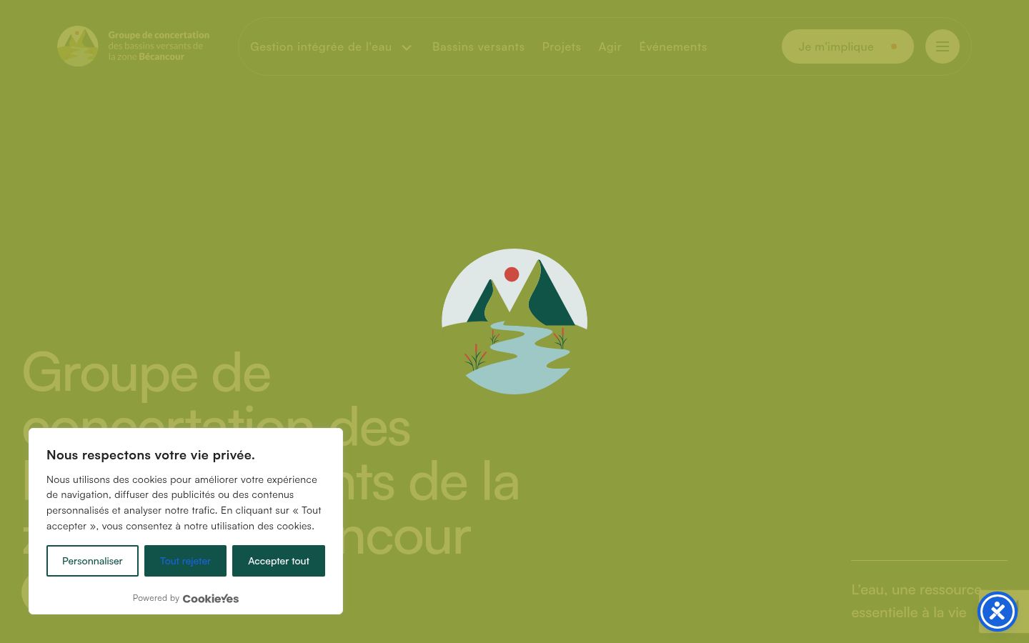 Capture d'écran de la bannière de consentement affichée avant toute interaction