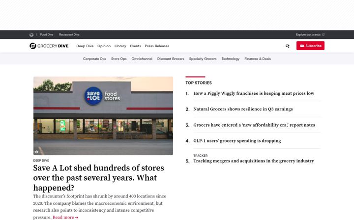 Screenshot of grocerydive.com