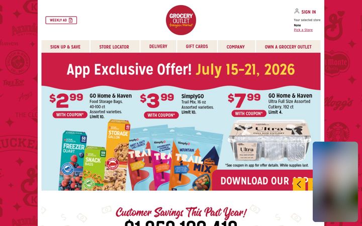 Screenshot of groceryoutlet.com