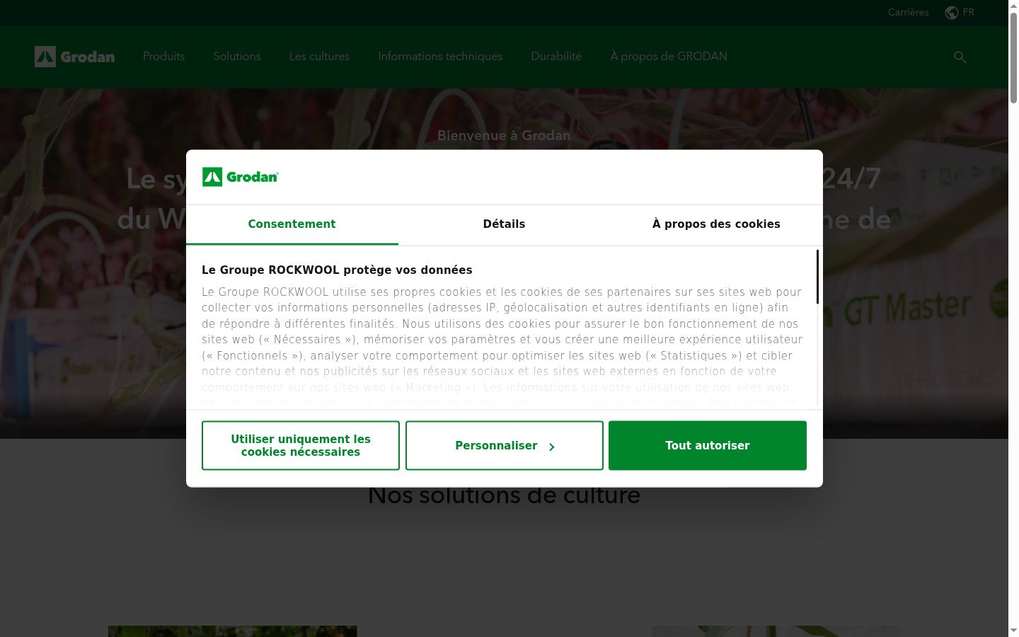 Screenshot del banner di consenso mostrato prima di qualsiasi interazione