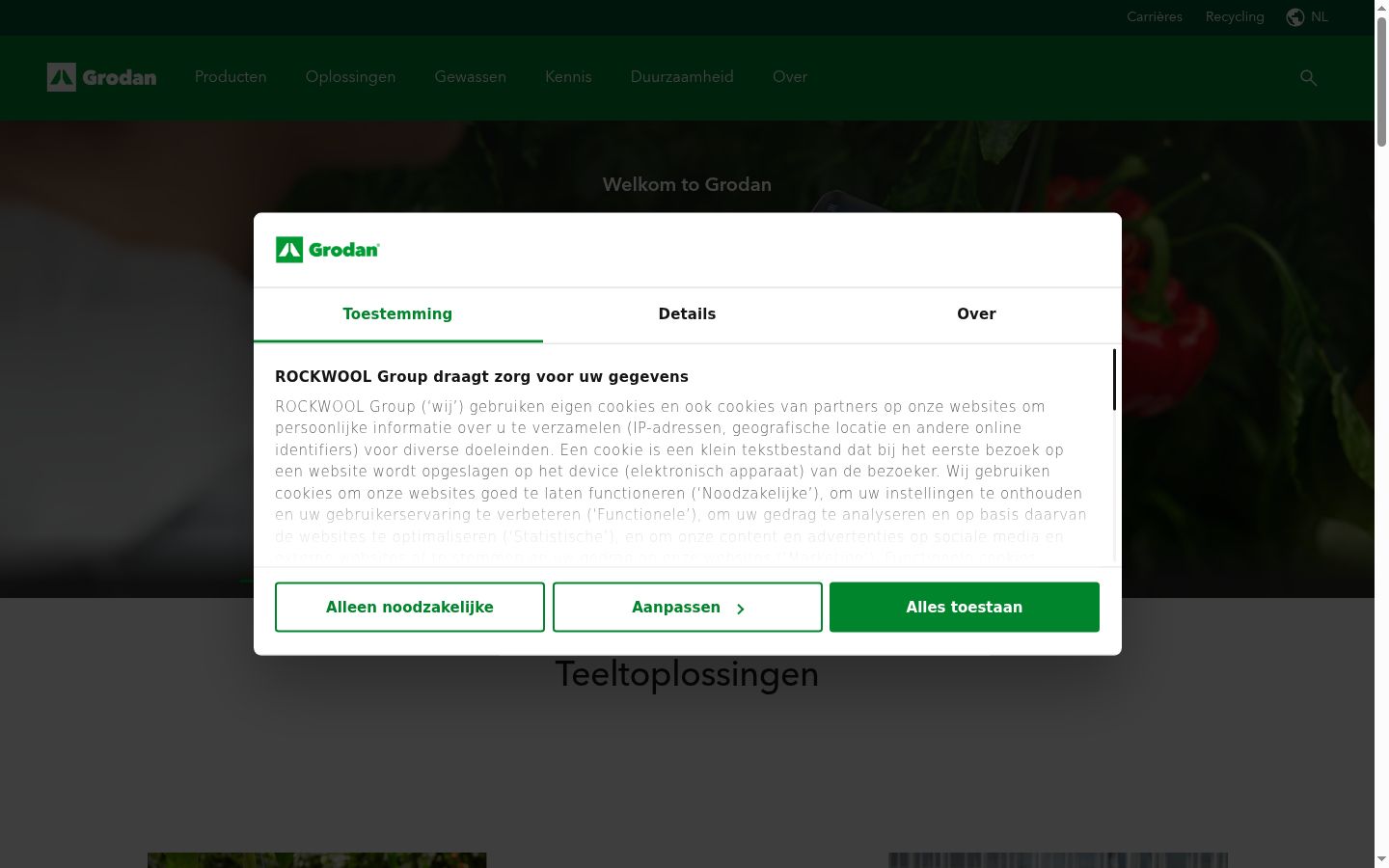 Captura de ecrã do banner de consentimento apresentado antes de qualquer interação