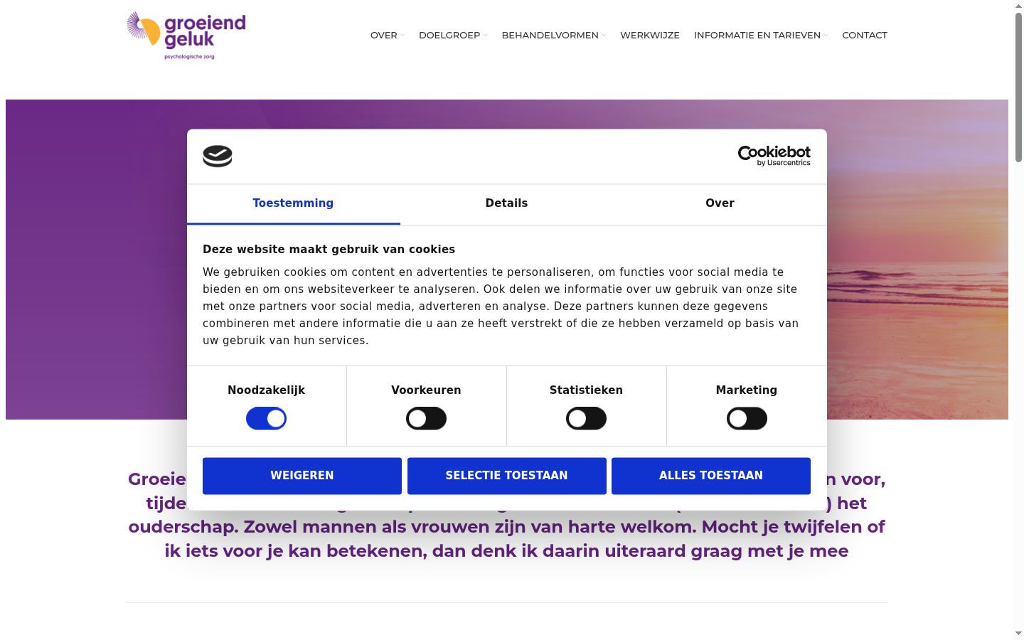 Screenshot del banner di consenso mostrato prima di qualsiasi interazione